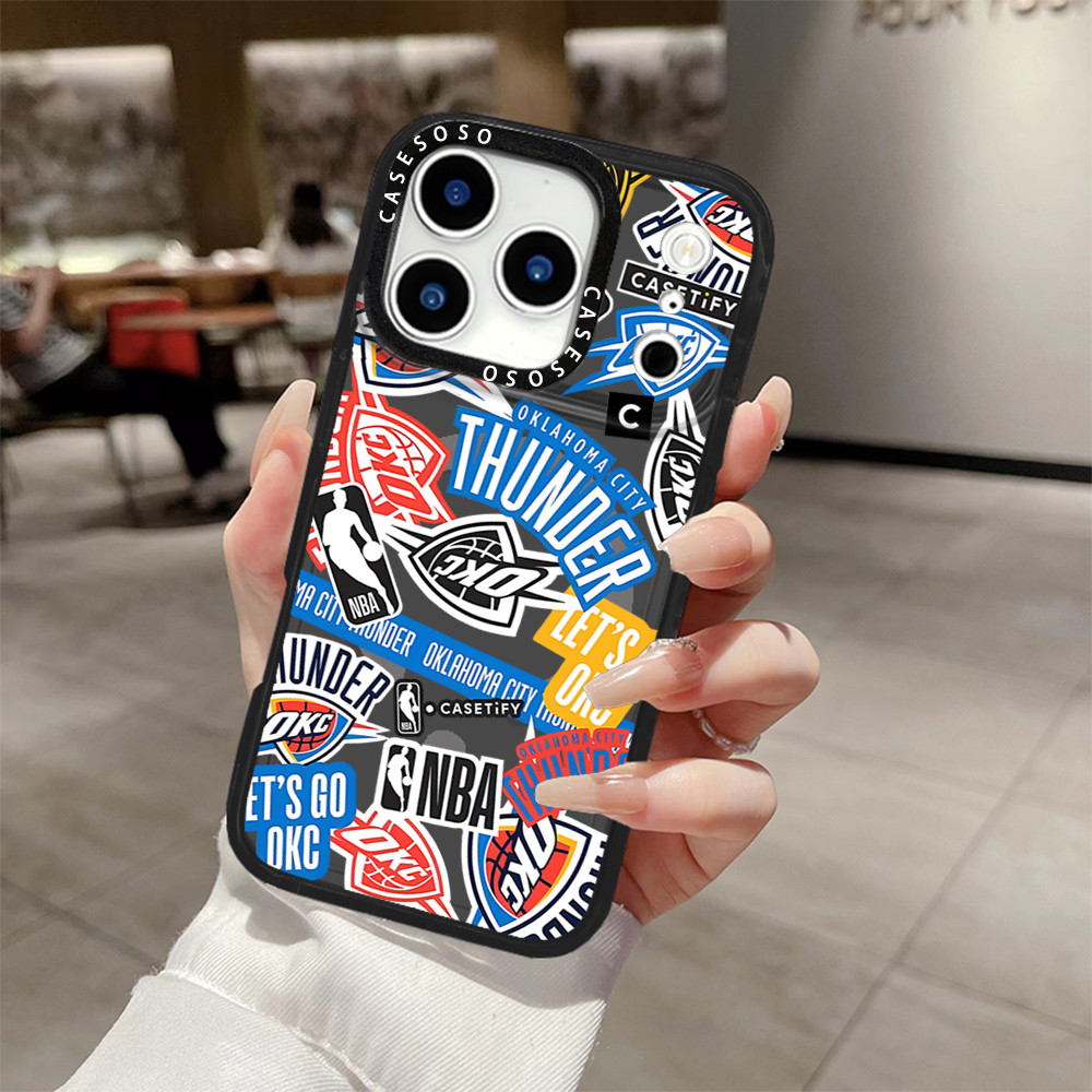 Screenful NBA Team Sticker Vỏ sạc từ tính không dây Tương thích cho IPhone 14 PLUS 11 12 13 15 16 17