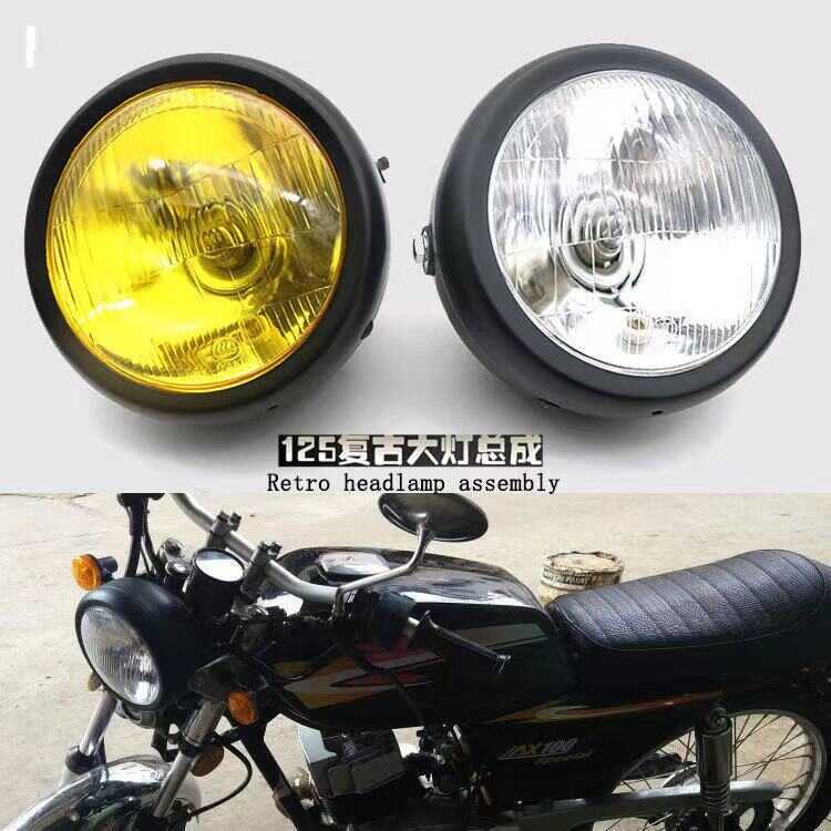 CG125 Đèn pha sửa đổi GN125 Vỏ đen Đèn pha tròn Phụ kiện xe máy