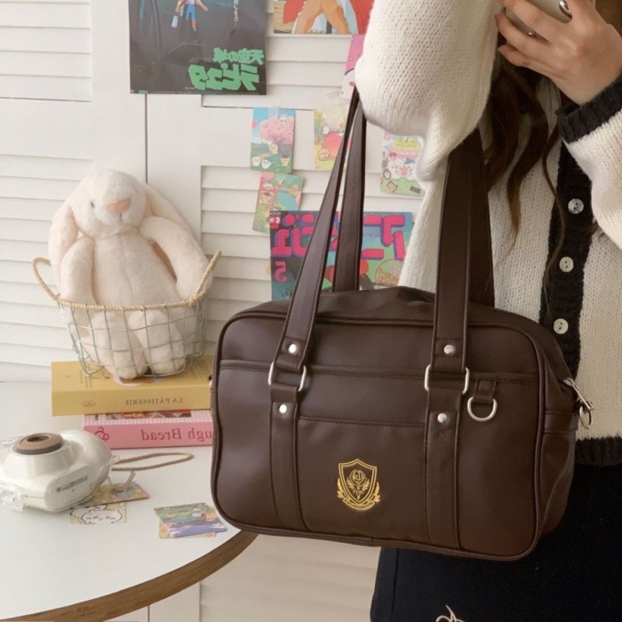 Nhật Bản JK đồng phục học sinh jk cơ bản hai chiều túi xách đeo vai đi học đi lại đại học túi