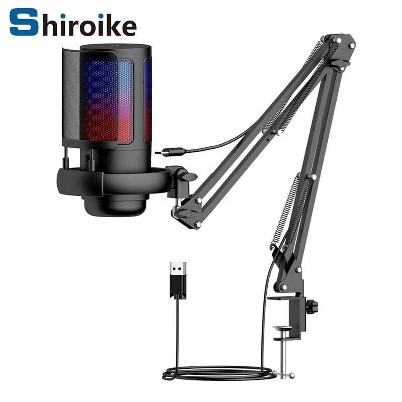 ME6S Trò Chơi Micro USB Máy Tính Ghi Âm Micro Với Bộ Lưới Thổi RGB Chiếu Sáng Condenser Micro Cantil