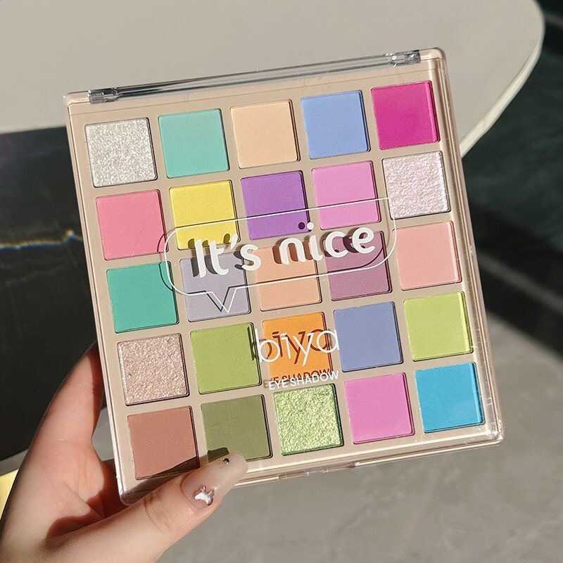 Biya Biya Biya Macaron 25 Màu Phấn Mắt Bảng Nữ Dopamine Ngọc Trai Lấp Lánh Cam Màu Nâu Sân Khấu Tran