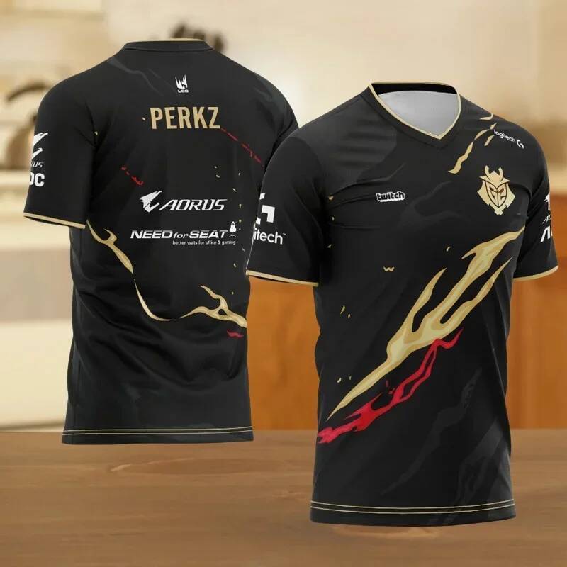 Mùa Hè Mới G2 Esports Áo Trò Chơi LOL CSGO Essentials Áo nam Nữ 3D In Quá Khổ Áo Bé Gái Bé Trai Trẻ 