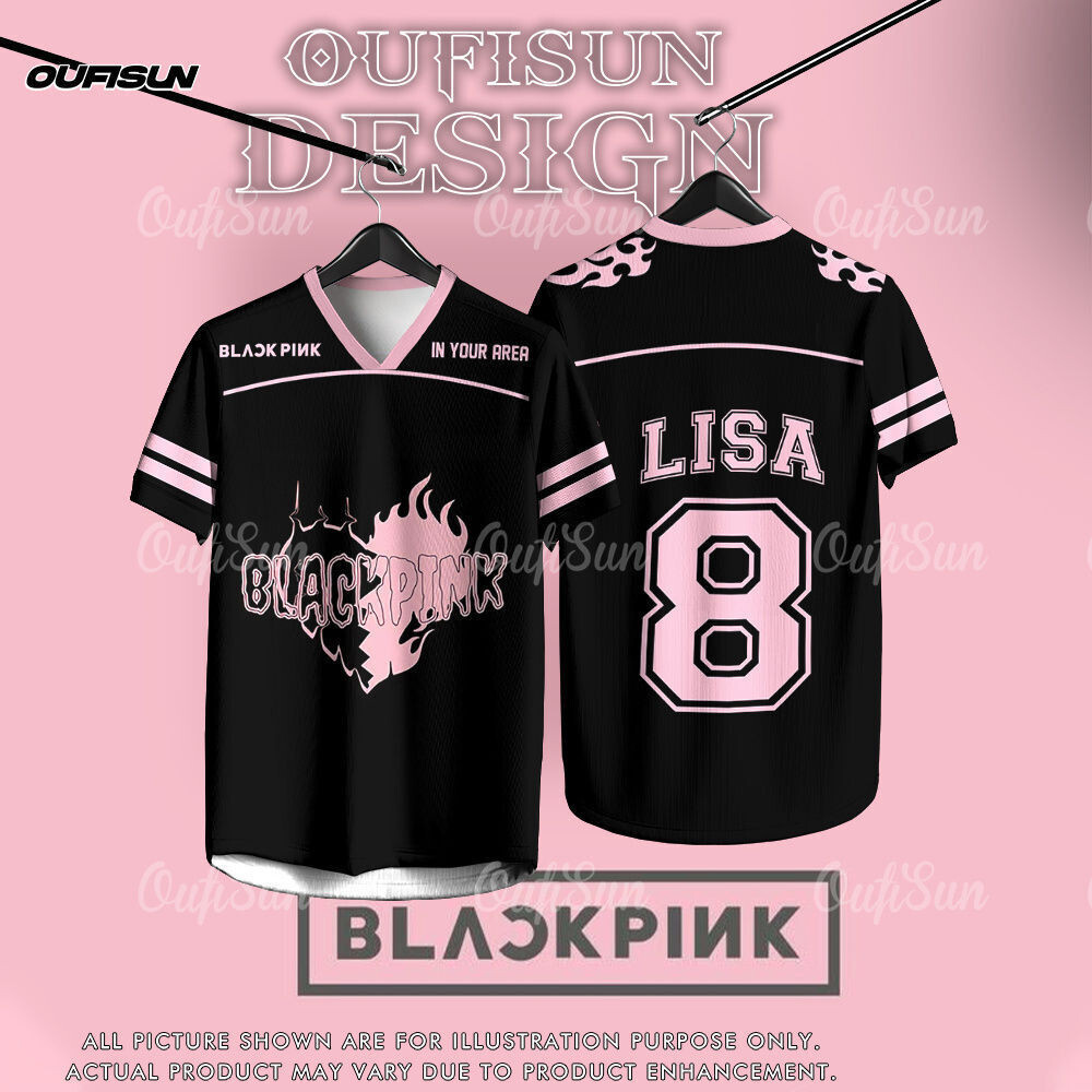 Thể Thao Nữ Jersey Blackpink Nhóm Thần Tượng Buổi Hòa Nhạc Tay Ngắn Ấm Áo Hồng Đen Nữ Liên Kết Quạt 