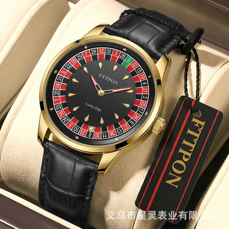 Nam Độc Đáo Casino Roulette Đồng Hồ May Mắn Bàn Xoay Da Thật Chính Hãng Đồng Hồ Thạch Anh Ngoại Thươ