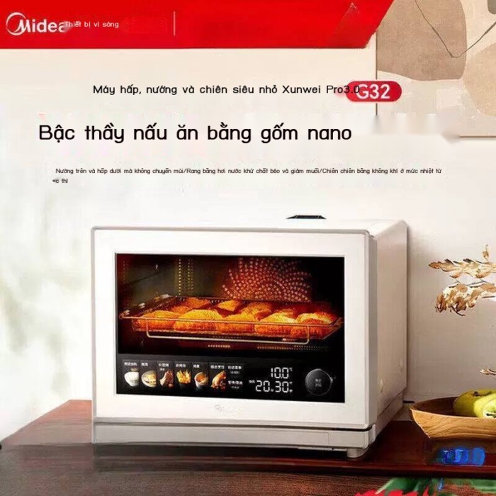 Lò vi sóng Midea/Midea G32 Xunwei Pro 3.0 với chức năng hấp, nướng, chiên và hầm dùng cho gia đình,