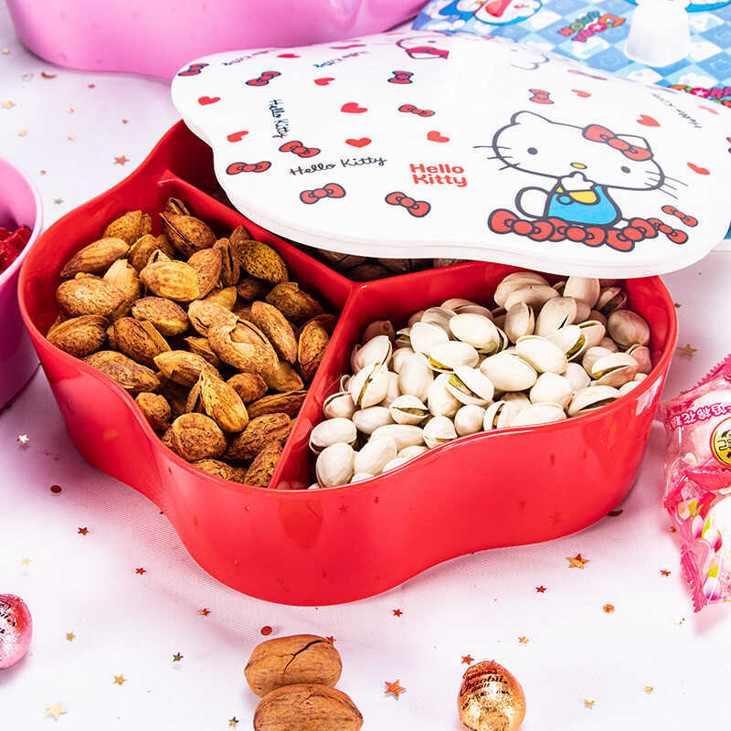 Sáng Tạo Melamine Hộp Trái Cây Khô Ngăn Kẹo Tấm Melamine Có Nắp Ngăn Hộp Trái Cây Khô Đĩa Trái Cây