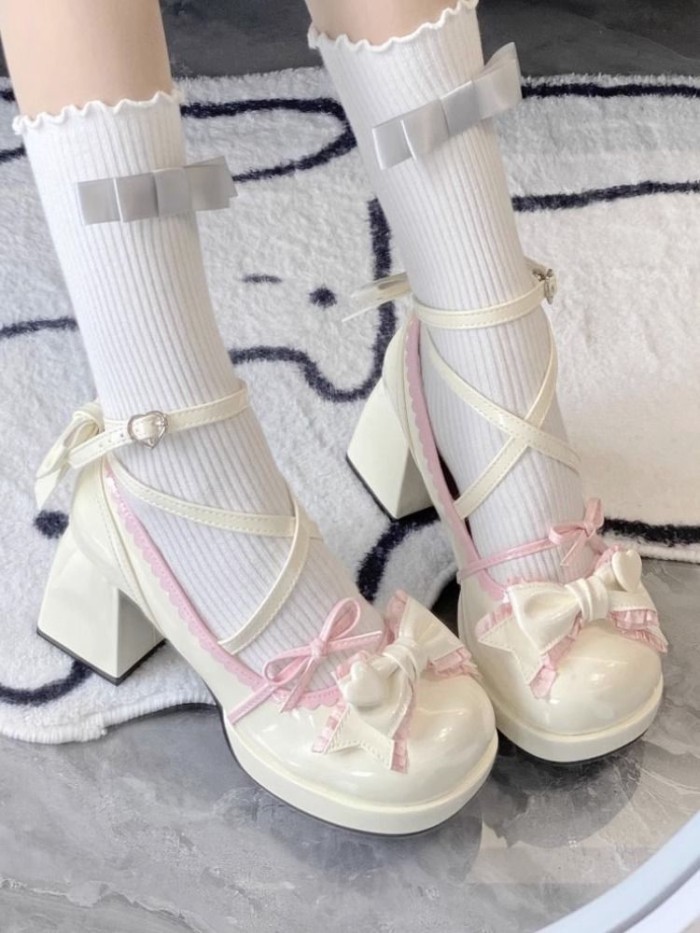 Giày lolita Giày da nhỏ Giày lolita Đế chống nước Giày cao gót
