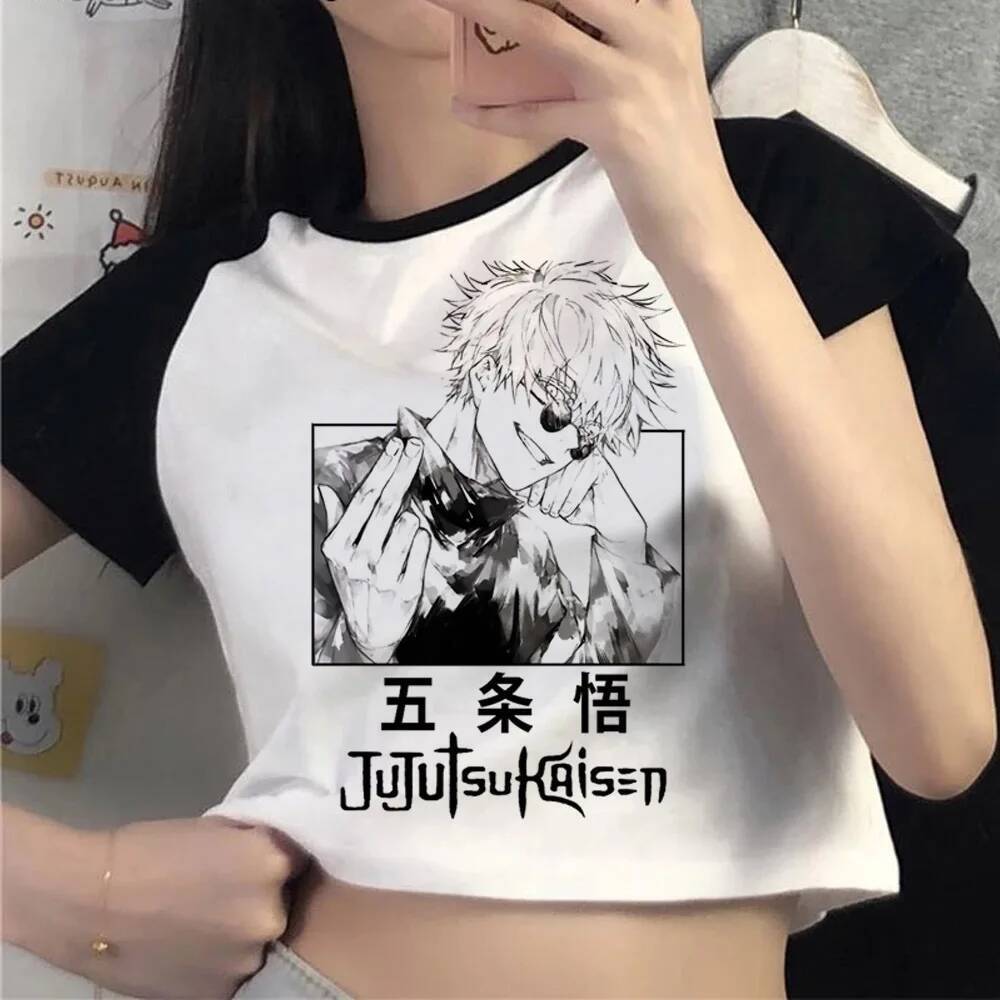 Jujutsu Kaisen Gojo crop top nữ anime meme cổ điển áo thun nhật bản cổ điển ngộ nghĩnh