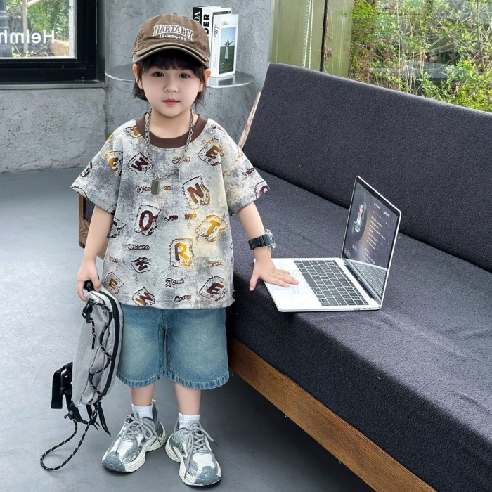 Boys' Summer Cotton T-Shirt New Korean Tops Children's Versatile Boys And Girls Baby Summer H