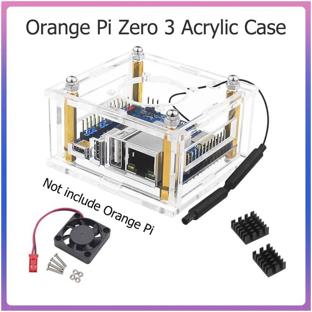 Ốp lưng Acrylic C Orange Pi 3 Tản nhiệt quạt làm mát tùy chọn cho OPI Zero 3