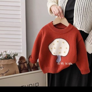 TIINGXUYU Bé Gái Thu Đông Quần Áo Dày Áo Len Chồn Lông Cừu Trẻ Em Retro Áo Len Cho Bé Cổ Tròn Top Đáy Áo Sơ Mi