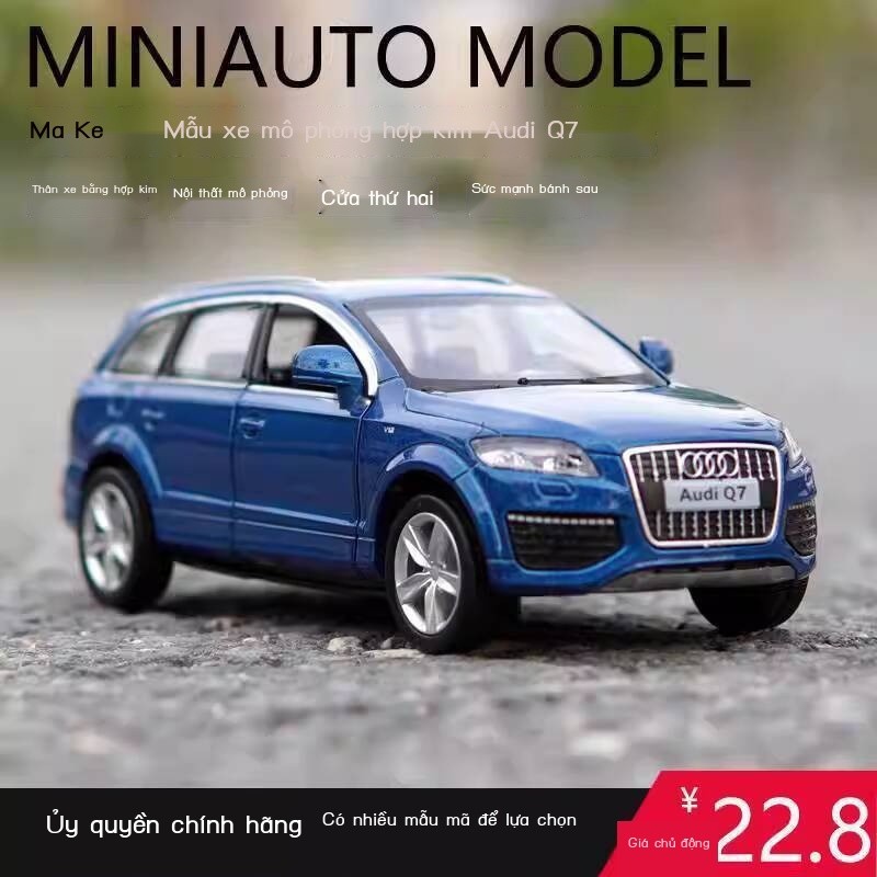 Xe đồ chơi Audi Q7, hình BMW, xe hợp kim nhỏ, mô phỏng Makita, trang trí bánh Mercedes màu xanh