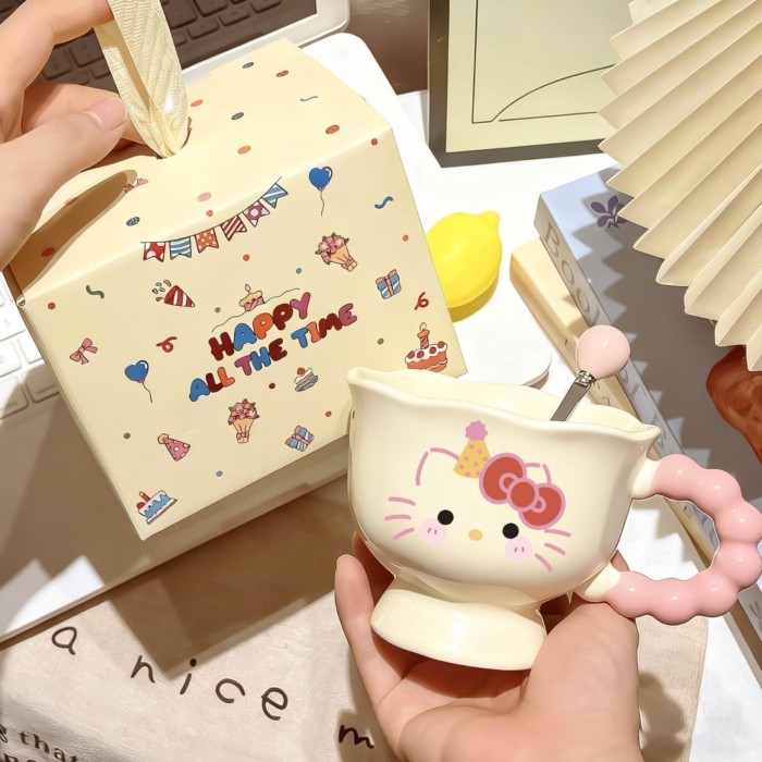 Ins Style Mug Cute K Cat Ceramic Water Cup Campus Home Gift For Girls High-looking Birthday Gifts A