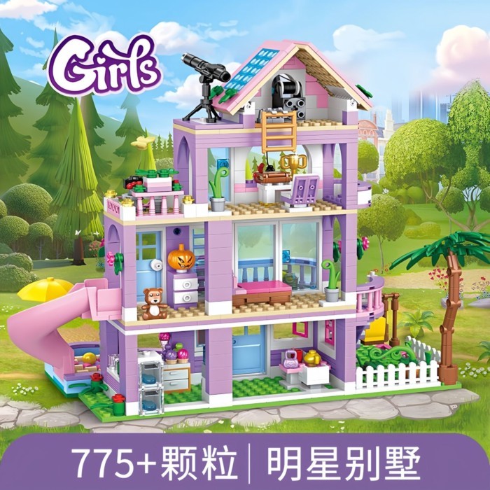 Girls House Castle Villa Series Puzzle 6 Lắp ráp 8 đồ chơi