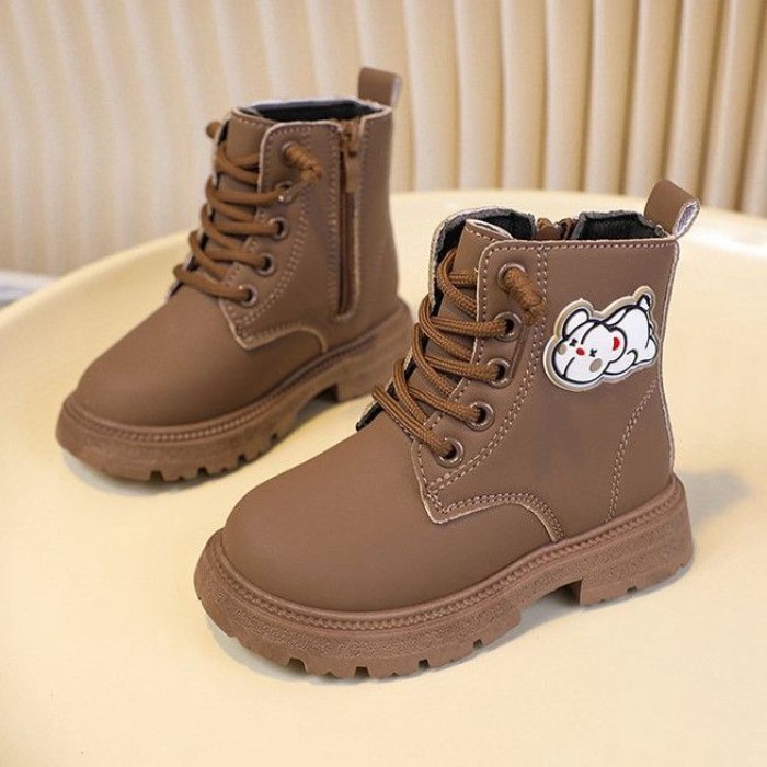 Boys Single Boots Martin Boots Autumn And Winter Children's Princess Boots Girls Leather Wate