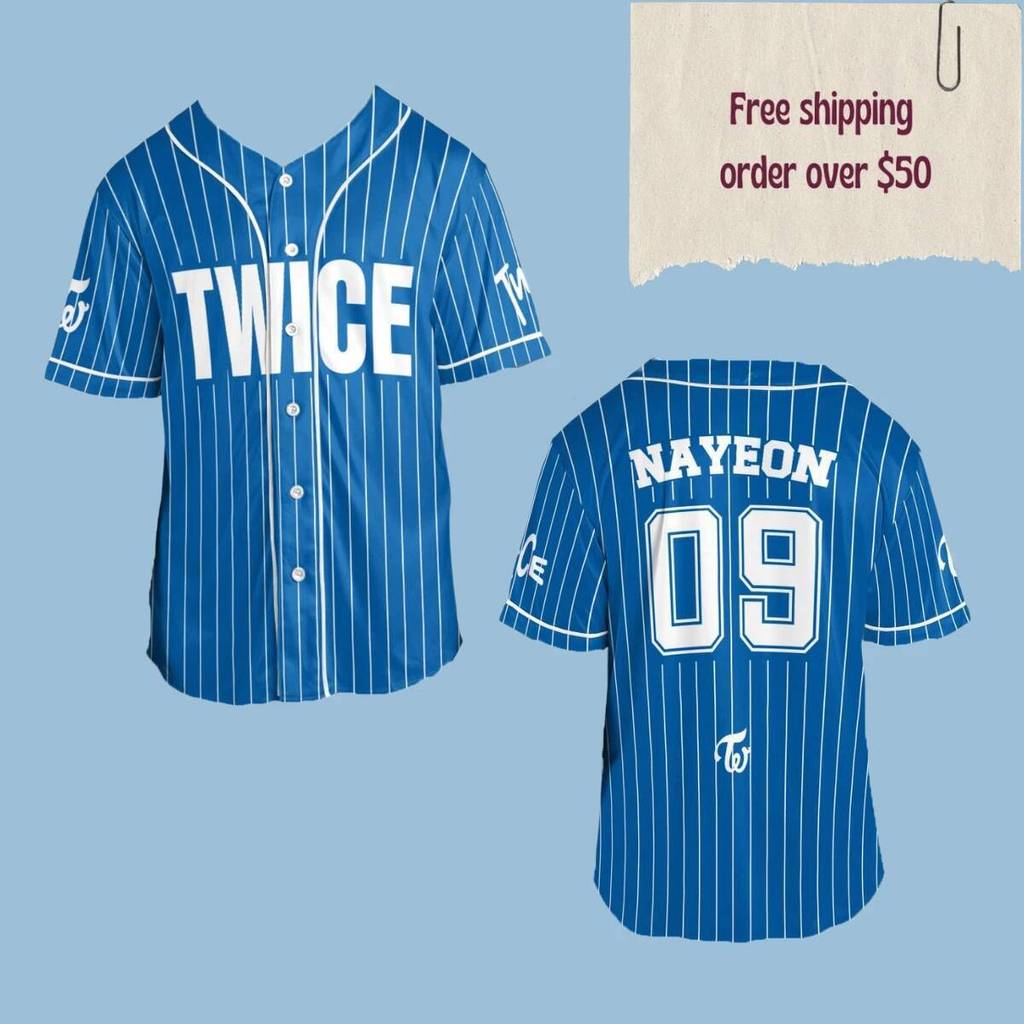TWICE NÀY LÀ CHO Áo Bóng Chày Xanh Once Merch Áo Sơ Mi Kpop Concert Outfit K69