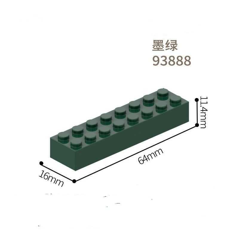 Tương thích với viên gạch LEGO nhỏ 3007 màu đen rời 2x8, các bộ phận xây dựng hình chữ nhật dài.