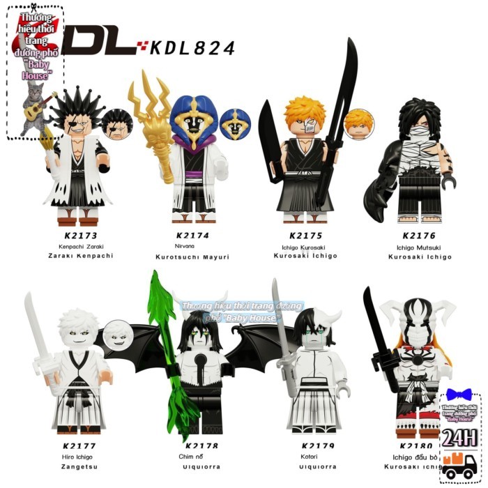 Tương thích với L/G Bleach anime Kurosaki Ichigo Moonless Ichigo Trắng Ichigo nổ Xiaowu lắp ráp khố