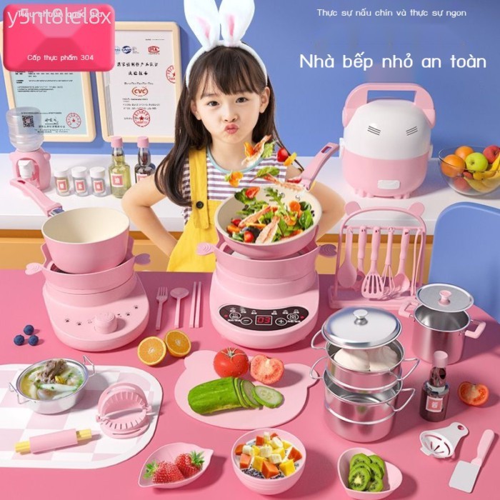 [Ảnh thật/Video] Bếp mini nấu ăn thật trọn bộ dụng cụ nhà bếp thật cho bé nấu ăn đồ chơi quà tặng s