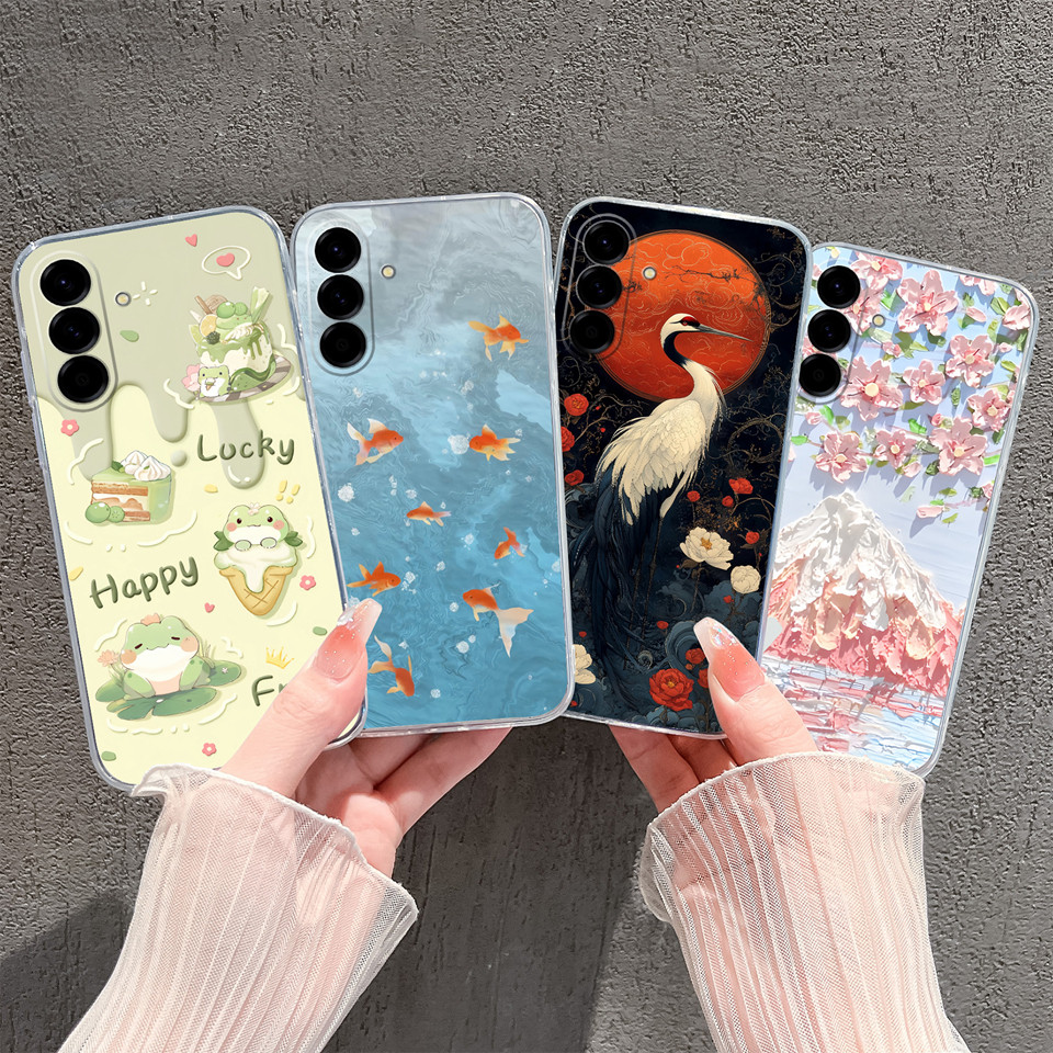 Ốp Lưng Dành Cho Samsung Galaxy A56 A55 A54 A53 Ếch Đáng Yêu Cá Vàng Chống Sốc Nhẹ Trong Suốt Vỏ Điệ