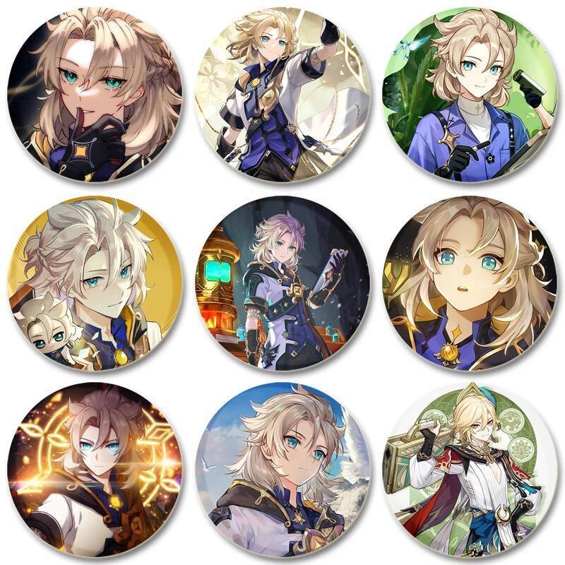32 / 44 / 58mm Genshin Tác Động Albedo Pin Handmade Trâm Cài Cho Quần Áo Hoạt Hình Cosplay Huy Hiệu 