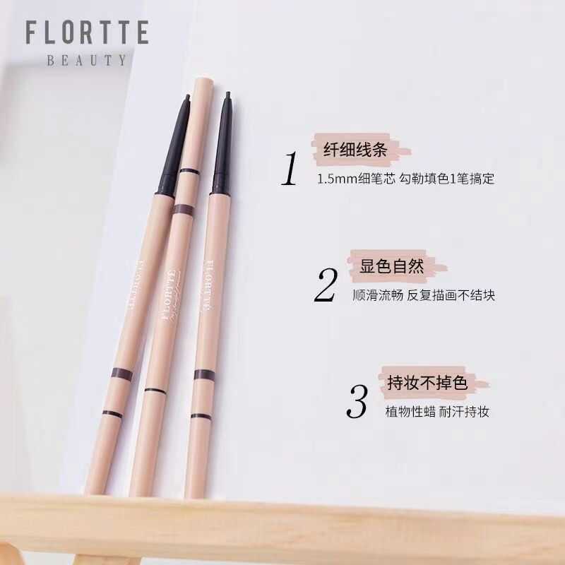 Bút chì kẻ mày Flortte Flortte Bút chì kẻ mày hai đầu lâu trôi không phai màu dành cho người mới bắt