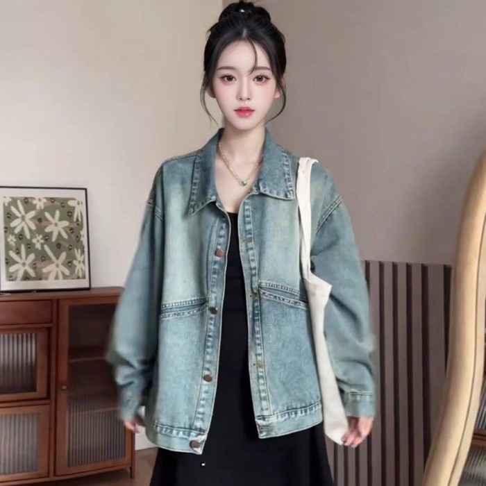 Korean Popular Denim Jacket For Women In Spring And Autumn New Korean Style Lazy Style Loose