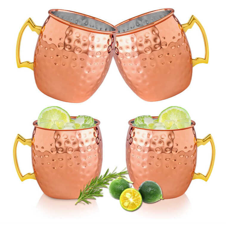Moscow Mule Glass Bar Búa Điểm Đồng Mạ Bia Thủy Tinh Trống Thép Không Gỉ 304 Kính Cocktail