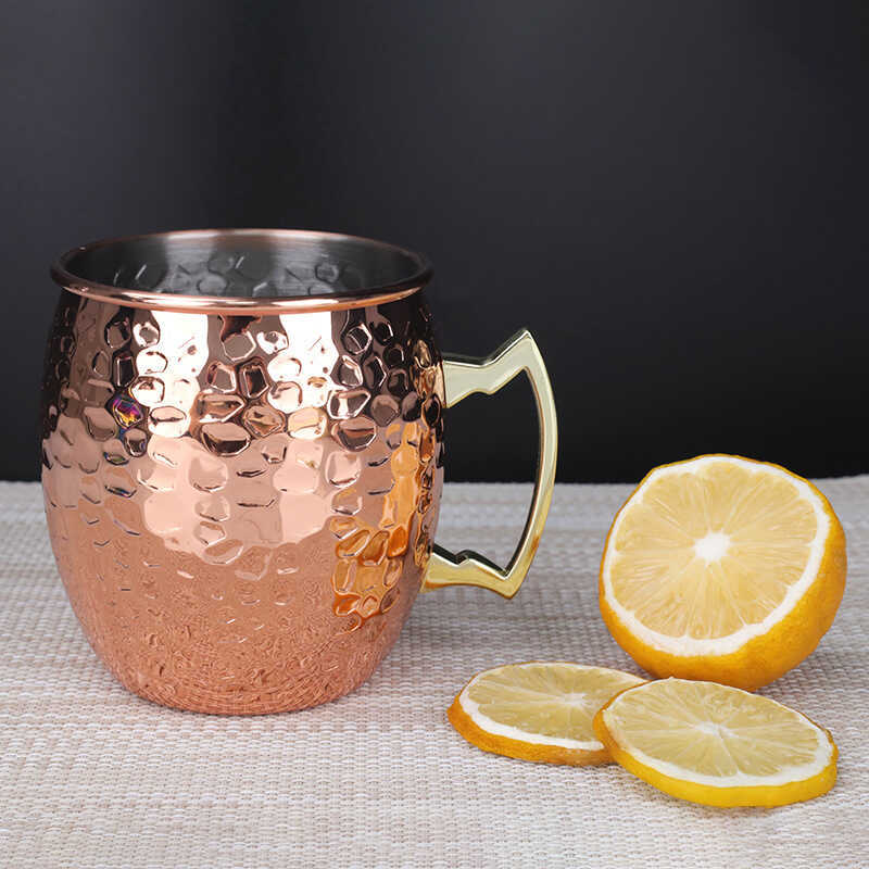 Thép không gỉ Moscow Mule Glass Hammer Point Glass Cocktail Glass có tay cầm Thanh búa Họa tiết bia 