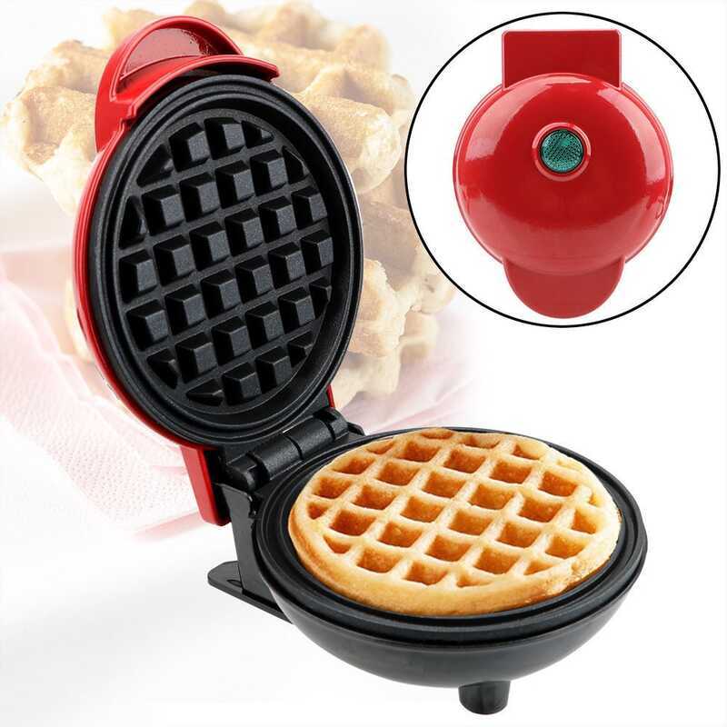 Thiết Thực Di Động Gia Đình Waffle Maker Mini Breakfast Maker Mini Waffle Maker Love Round Sandwich 