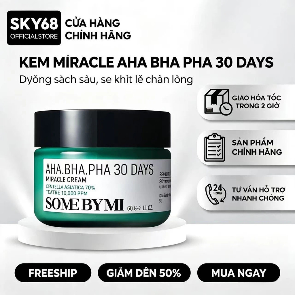 Kem Dưỡng Giảm Mụn Some By Mi AHABHAPHA 30 Days Miracle Cream (60ml)