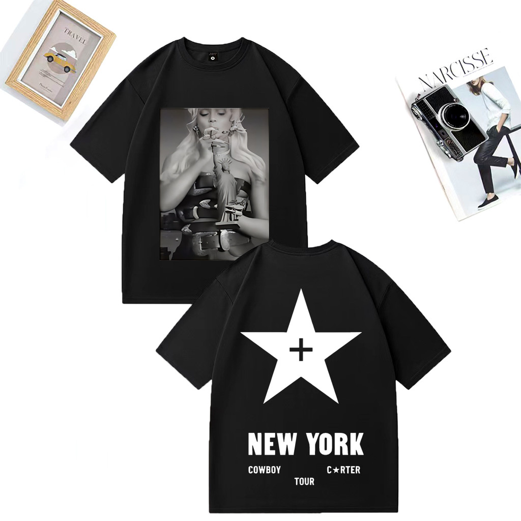 Beyonce Cowboy Carter Tour Thời Trang Áo nam Nữ vintage Mùa Hè Dạo Phố Áo Thun Cotton Tay Ngắn Hip H