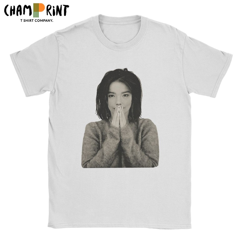 Ngộ nghĩnh Ra Mắt Áo Thun Nam Cổ Tròn Nguyên Chất Cotton Áo Bjork Vintage Iceland Âm Nhạc Ca Sĩ Tay 