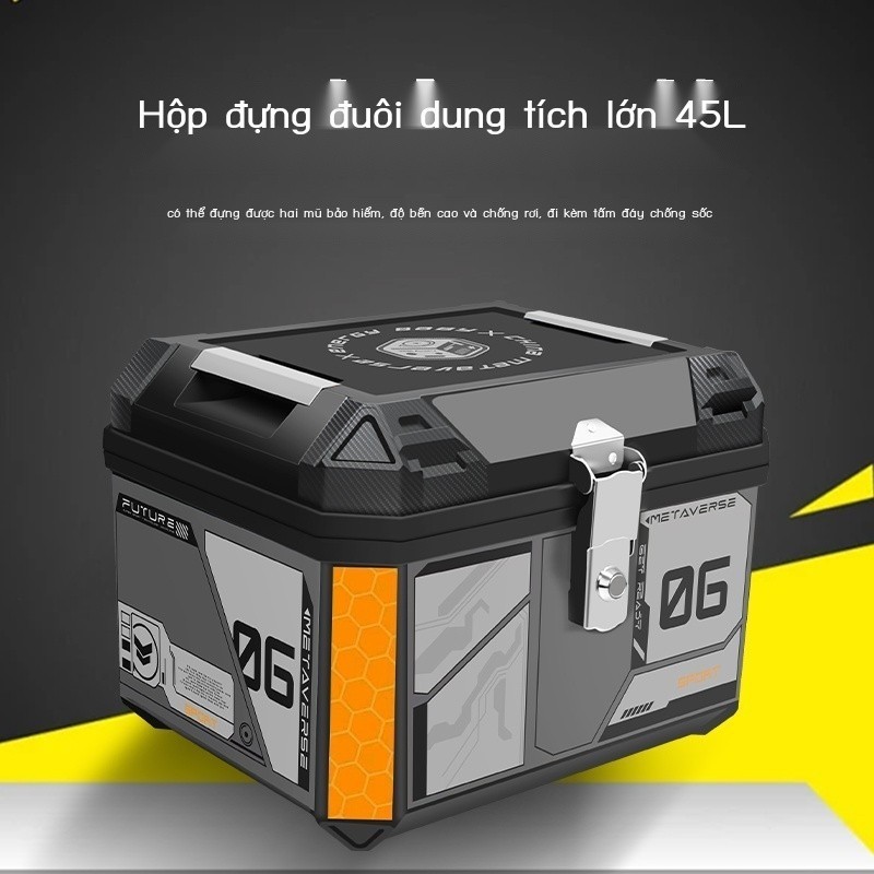 Cốp sau xe điện, cốp xe máy, hộp đựng đồ ABS dung tích lớn đa năng, hộp cốp xe điện có bàn đạp