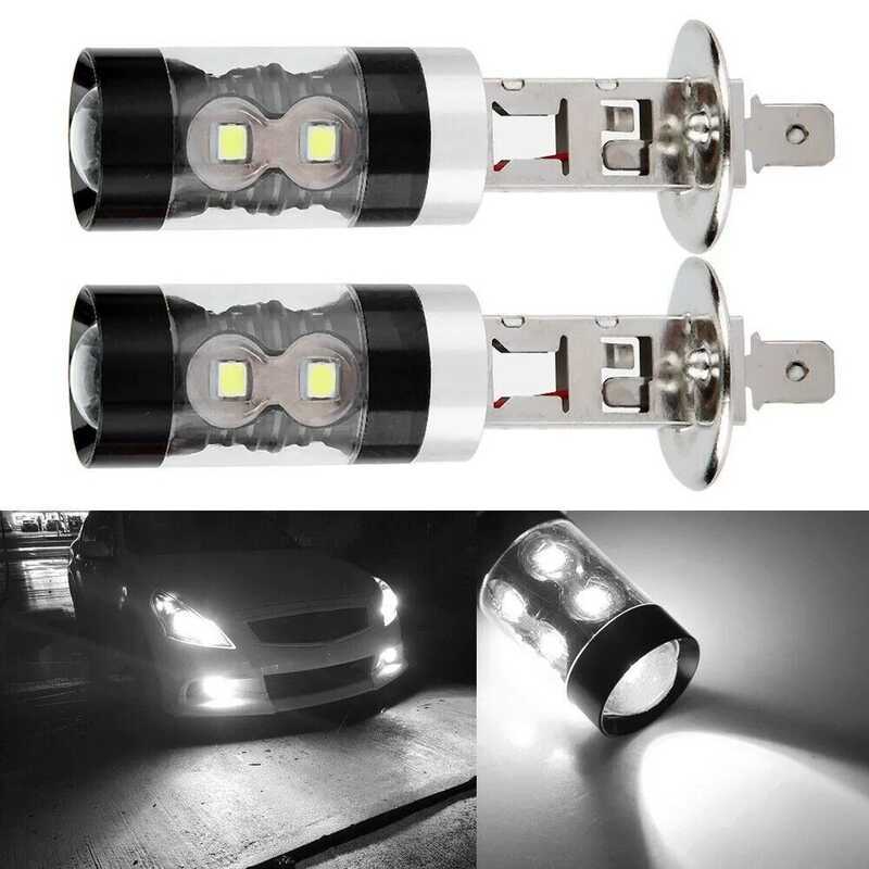 Đèn LED sương mù ô tô H1 50W 10LED Sửa đổi Đèn sương mù LED công suất cao H1 Đèn pha ô tô