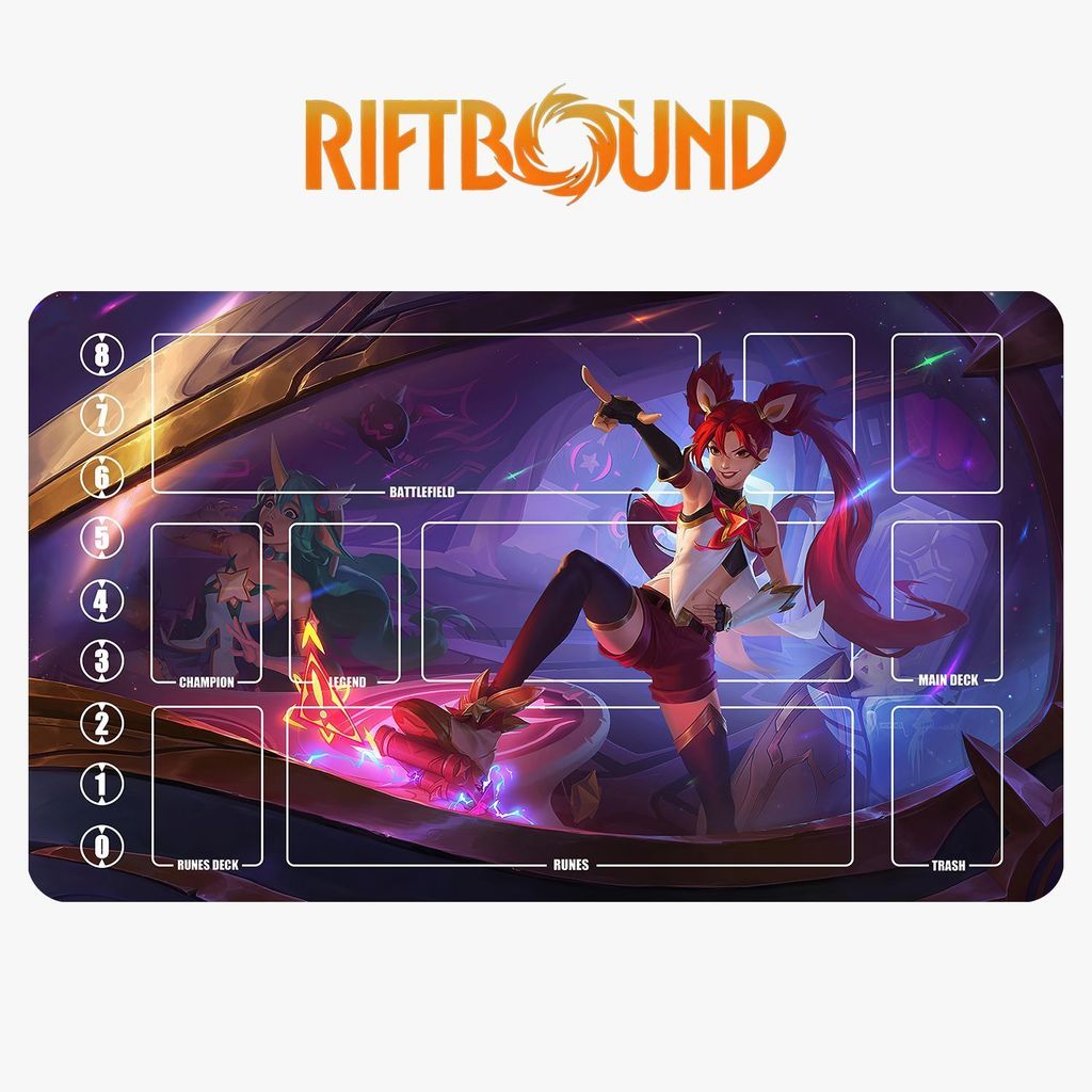 Liên Minh Huyền Thoại Runes Battlefield Card Mat, Runaway Lolita jinx Overlock Có Thể Giặt Thẻ Thảm 