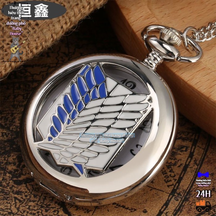 Wings of Liberty Attack on Titan Đồng hồ bỏ túi Cánh rỗng Đồng hồ bỏ túi lật Đồng hồ thạch anh Anim