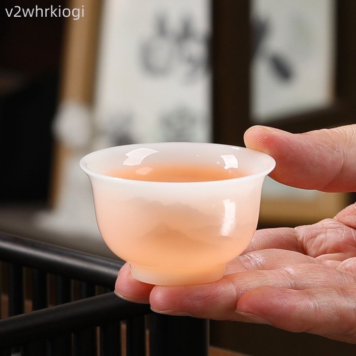 [SALE SỐC]  Tách gốm vẽ tranh núi xa, sứ trắng tinh khiết, bộ kung fu dùng trong gia đình, nhỏ cao