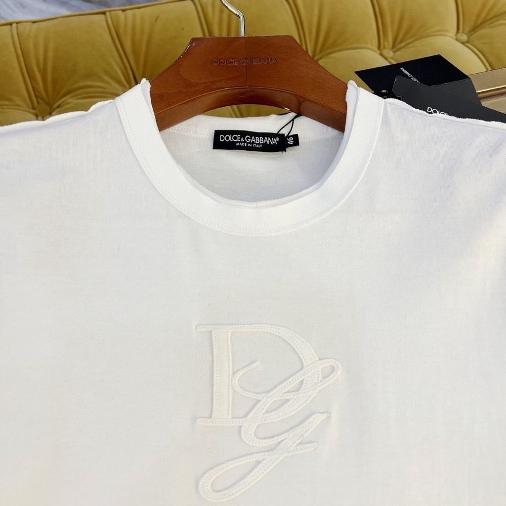 Dolce & Gabbana Áo Thun Nam Cổ Tròn Tay Ngắn Mùa Hè, Thiết Kế Thêu Chữ Cái