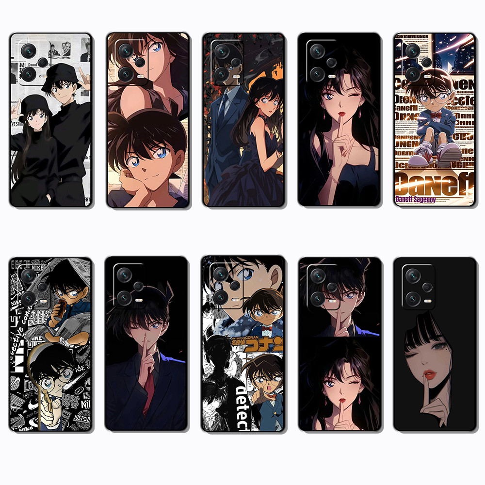 Ốp điện thoại TPU màu đen mềm cho Xiaomi POCO F5 Redmi Note 12 Turbo Detective Conan