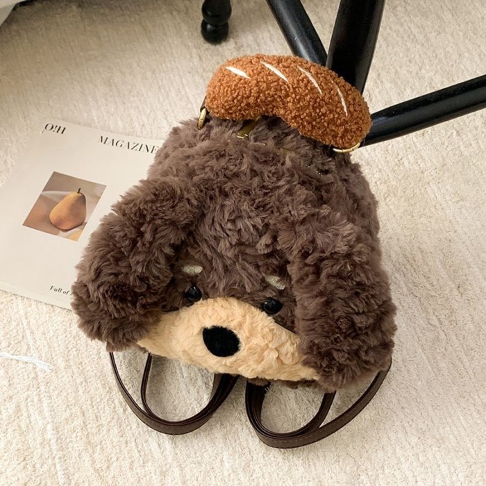 New Cute Plush Puppy Backpack Female Cartoon Doll Backpack Lightweight Student Backpack Gift