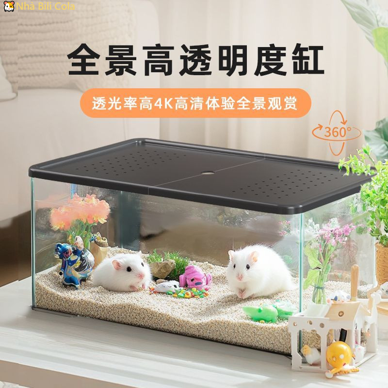Trong kho Golden Silk Bear Hamster Lồng trong suốt Cage Golden Silk Bear Biệt thự sang trọng