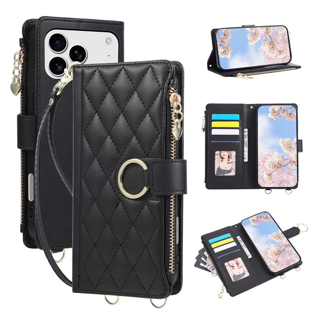Ví Dành Cho Xiaomi Mi 17T 15T 14T 13T Pro Da Flip Case Chân Đế Khe Cắm Thẻ Dây Đeo Nữ Trường Hợp