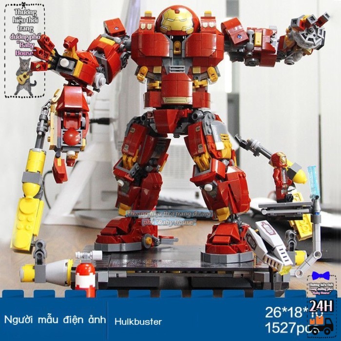 Lê/Cao Iron Man Hulkbuster Mecha Armor Avengers Liên Minh Xếp Hình Robot Lắp Ráp Kh