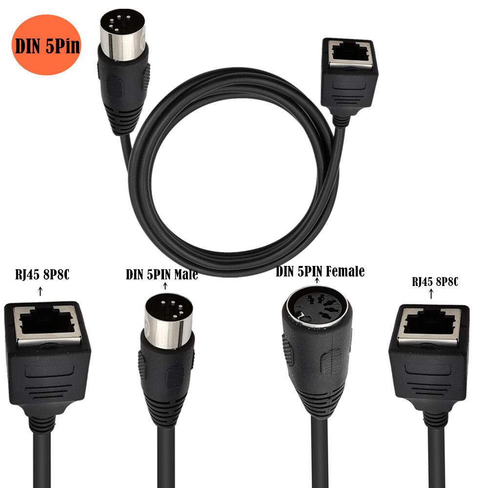 Big DIN5Pin Nam Nữ Sang RJ45 8P8C Cáp Âm Thanh MIDI Sang RJ45 Cáp Cáp Dữ Liệu