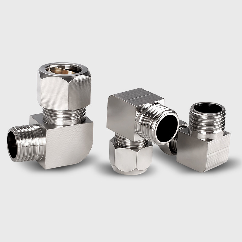 Đồng mạ niken Phụ kiện ren PL10-03 Khí nén không khí chung Ống kim loại Ferrule Adapter 8-02