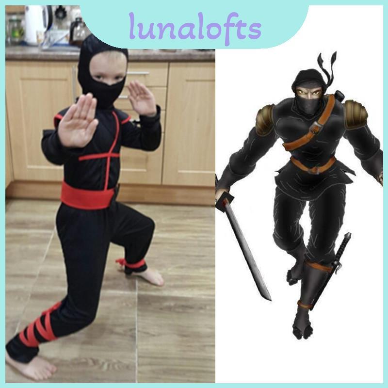 Bé trai hấp dẫn Trẻ em Ninja Assassin Trang phục chiến binh Nhật Bản kèm mặt nạ và ruy băng
