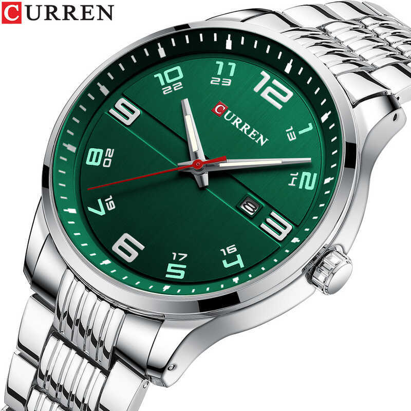 CURREN CURREN 8411 Đồng hồ thạch anh nam doanh nhân Lịch chống nước Dây thép Ngoại thương Đồng hồ đơ