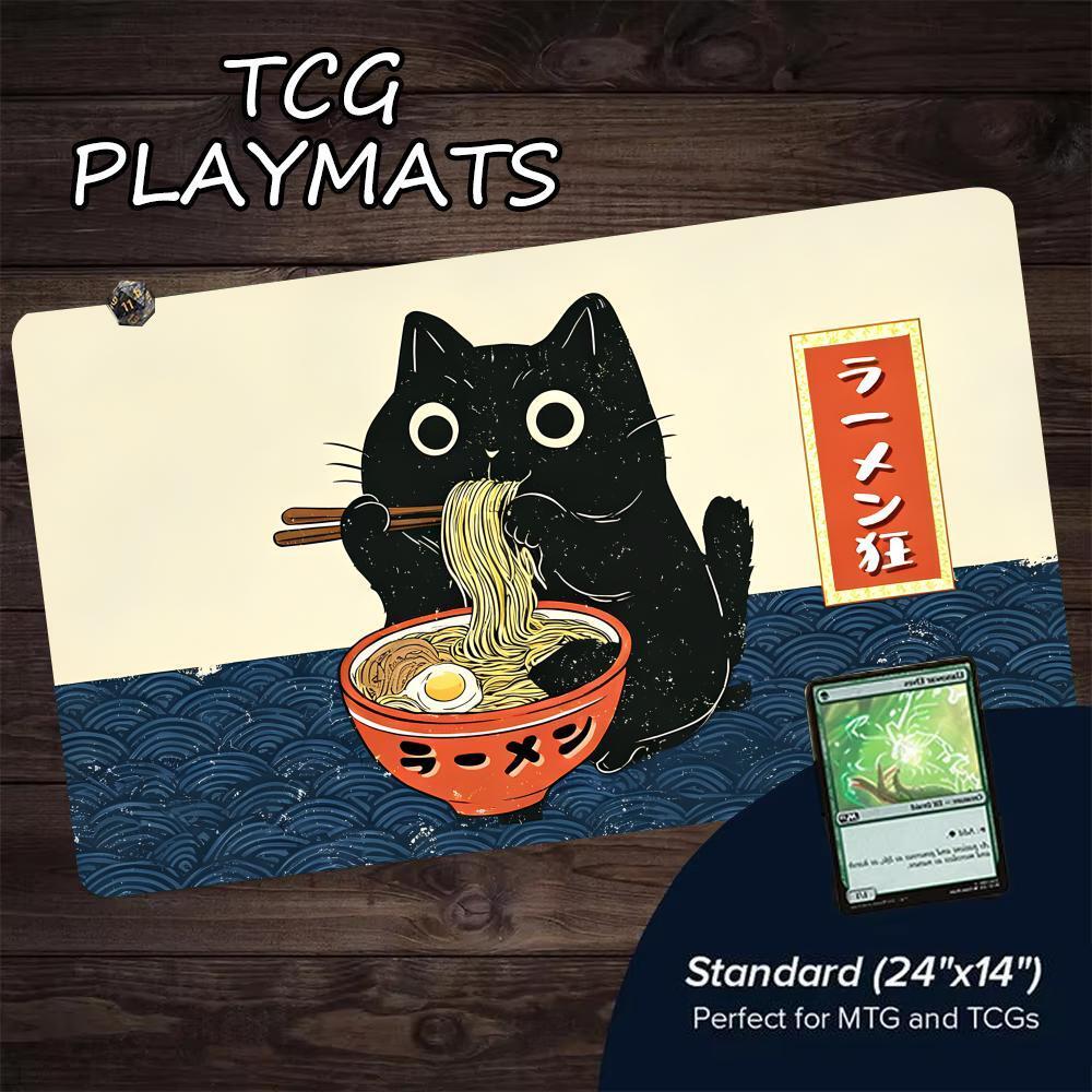 Cat Eat Ramen MTG Game Mat 24 "X14" Card Playmat PC Máy tính Văn phòng Mousepad Chống trượt cho MTG 