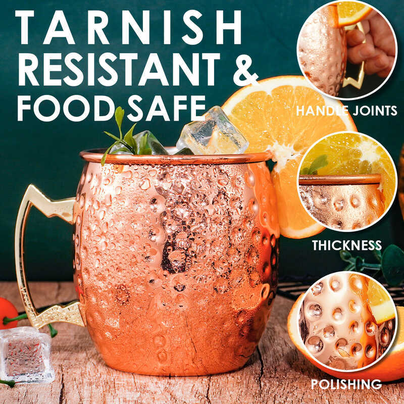 Đồng Mạ Búa Điểm Moscow Mule Glass Cocktail Bia Thủy Tinh Trộn Lạnh Uống Thủy Tinh Nồi Inox